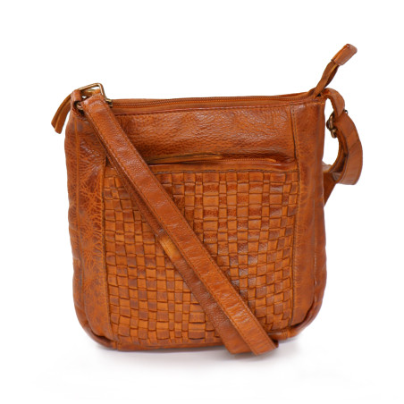 Baron Leather Weaved Crossbody