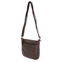 Baron Leather Weaved Crossbody