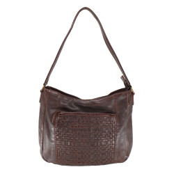 Deep Brown Hand-woven leather shoulder bag