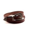 Engraved Buckle Leather Belt 25mmW
