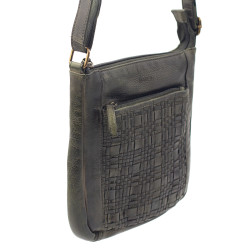 Baron Leather Weaved Crossbody