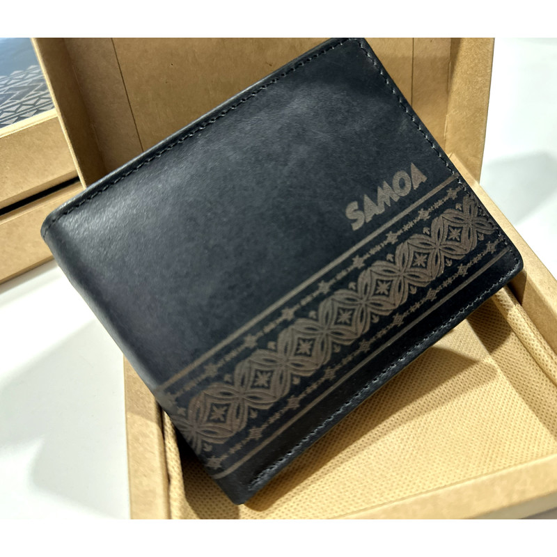 Samoan Laser-Etched Genuine Calf Leather Wallet