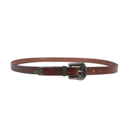 Engraved Buckle Leather Belt 25mmW