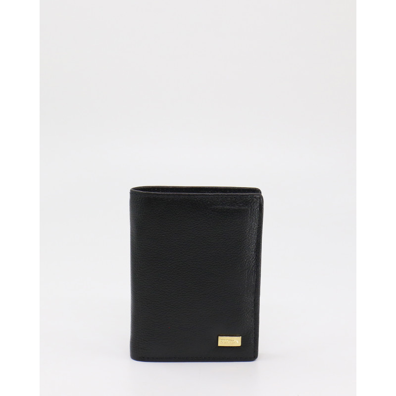 Compact Black genuine leather ladies wallet with bilfold and card holder