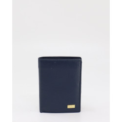 Compact Navy genuine leather ladies wallet with bilfold and card holder