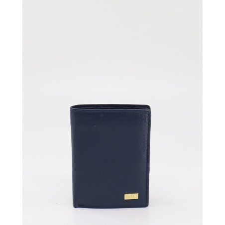 Compact Navy genuine leather ladies wallet with bilfold and card holder