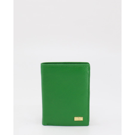 Compact Green genuine leather ladies wallet with bilfold and card holder