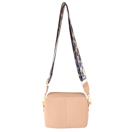 Leather Crossbody Bag with Webbing Strap 1028