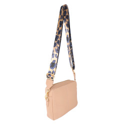 Leather Crossbody Bag with Webbing Strap 1028