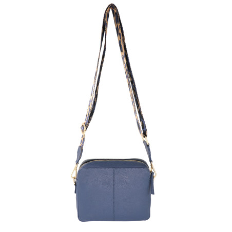 Leather Crossbody Bag with Webbing Strap 1028