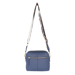 Leather Crossbody Bag with Webbing Strap 1028