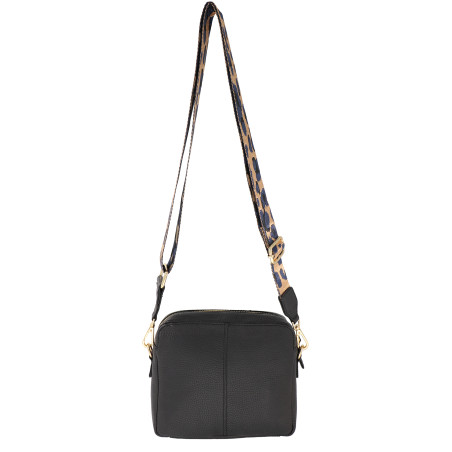 Leather Crossbody Bag with Webbing Strap 1028