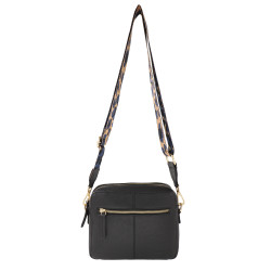 Leather Crossbody Bag with Webbing Strap 1028