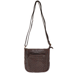 Baron Leather Weaved Crossbody