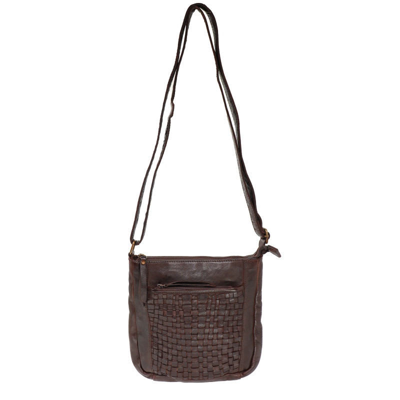 Baron Leather Weaved Crossbody