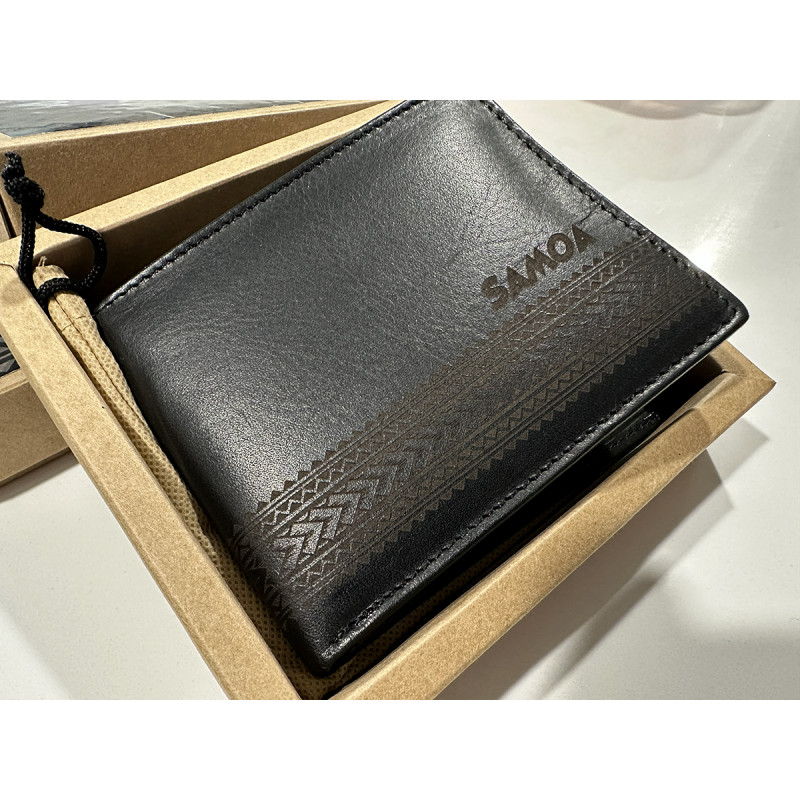 Samoan Laser-Etched Genuine Calf Leather Wallet