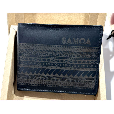Samoan Laser-Etched Genuine Calf Leather Wallet