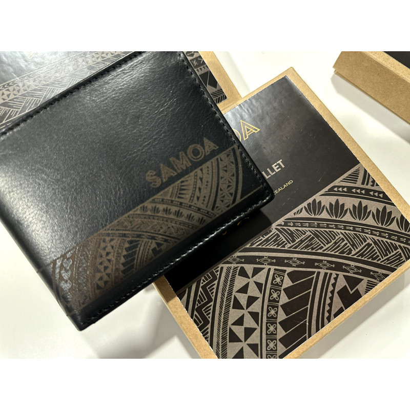 Samoan Laser-Etched Genuine Calf Leather Wallet